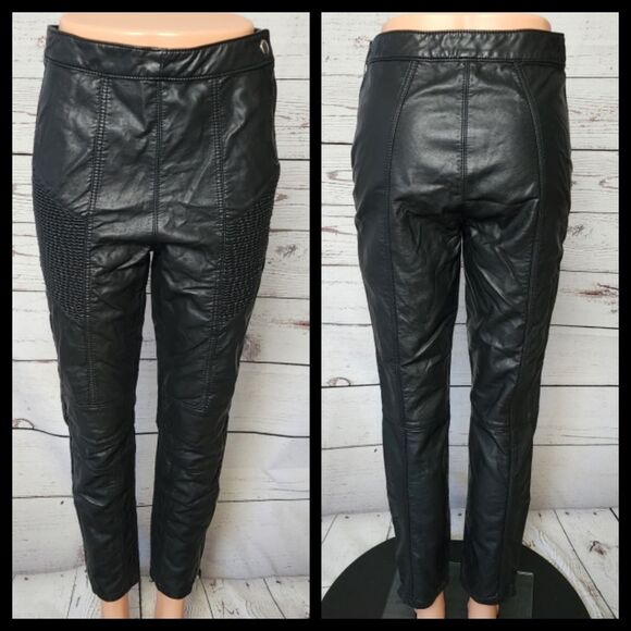 Free People Kaelin Vegan Leather Moto Skinny Pants Size 4 NWOT - Picture 6 of 6
